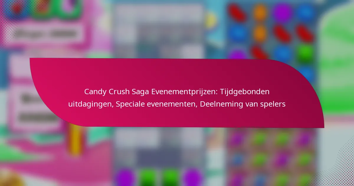 Candy Crush Saga Evenementprijzen: Tijdgebonden uitdagingen, Speciale evenementen, Deelneming van spelers