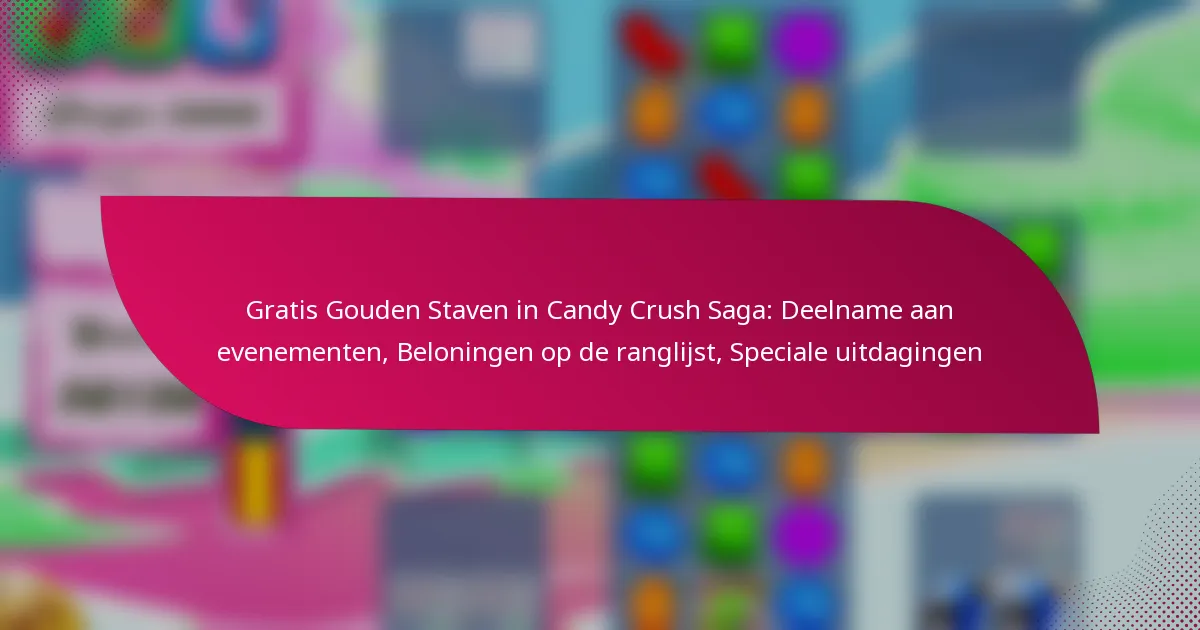 Gratis Gouden Staven in Candy Crush Saga: Deelname aan evenementen, Beloningen op de ranglijst, Speciale uitdagingen