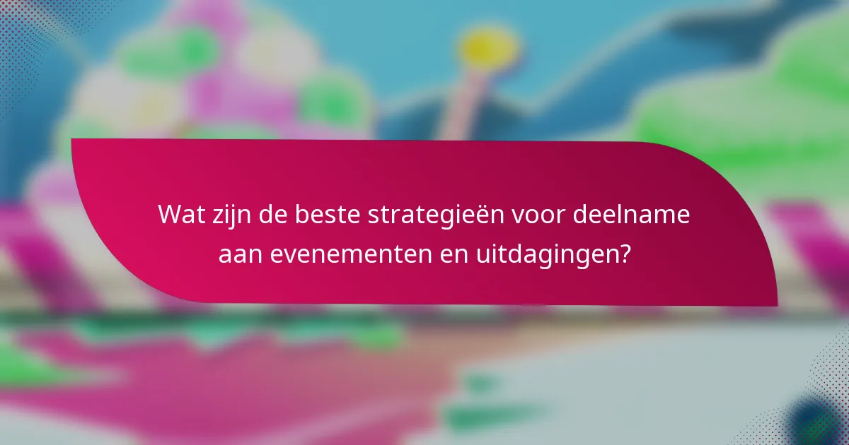Wat zijn de beste strategieën voor deelname aan evenementen en uitdagingen?